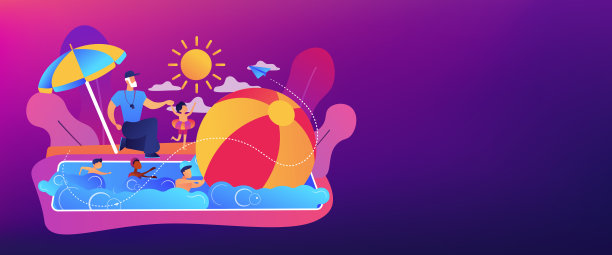 游泳营概念横幅头。图片下载