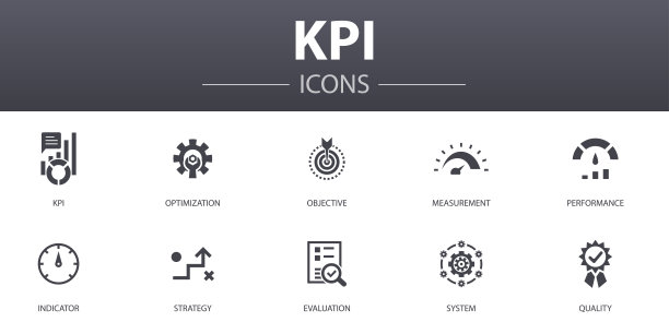 KPI简约概念图标集，用于网页、logo、UI/UX图片下载
