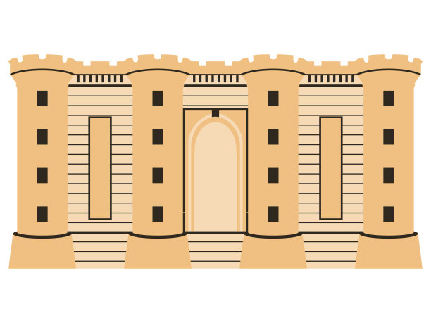 巴士底要塞。中世纪的城堡。7月14日，巴士底日。孤立在白色背景上。矢量图图片下载