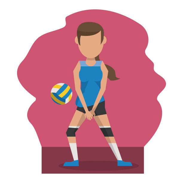 彩色场景与无脸女子排球运动员图片下载