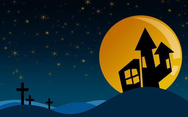 满月山上的城堡图片下载