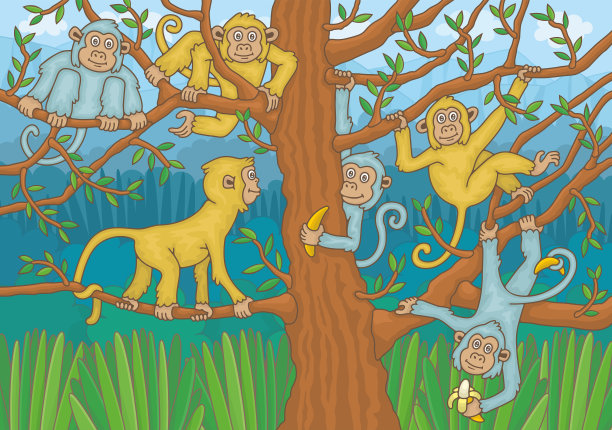 猕猴在树林里图片下载