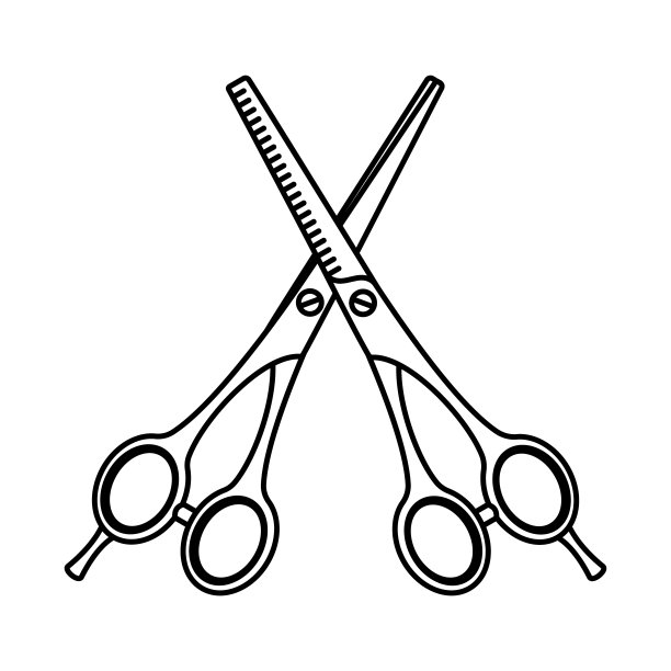 线条艺术黑白剪刀图片下载