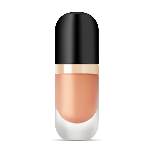 化妆底面无光玻璃瓶与黑色盖。图片下载