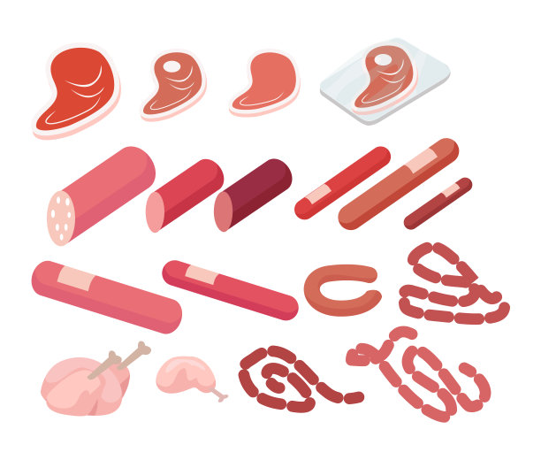 肉类产品在白色向量上的集合。屠杀图片下载