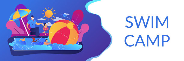 游泳营概念横幅头。图片下载