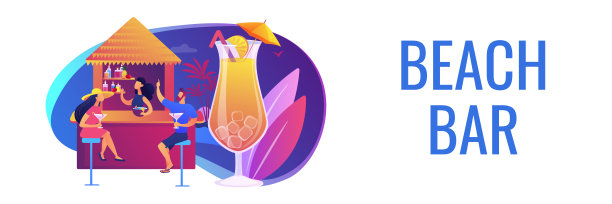 海滩酒吧概念横幅头。图片下载