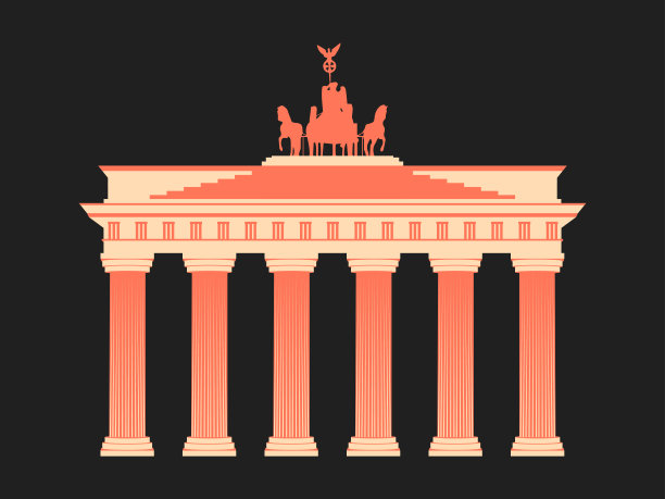 柏林的勃兰登堡门。孤立在白色背景上。矢量图图片下载