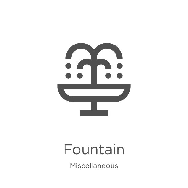 喷泉图标向量从杂项收集。细线喷泉轮廓图标矢量插图。轮廓，细线喷泉图标用于网站设计和手机，应用程序开发图片下载