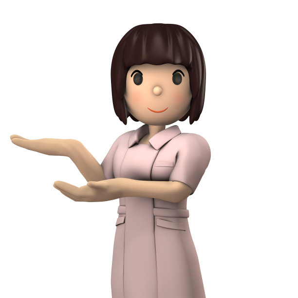 年轻可爱的护士。3 d演示。白色背景。图片下载