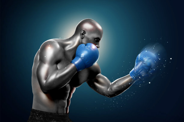 强壮的拳击手在打勾拳图片下载