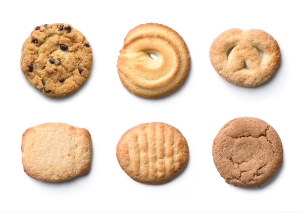 在白色背景上隔离的一组cookie图片下载