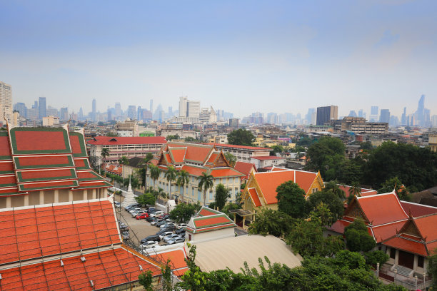 高角度观看佛寺(金山宝塔寺)。图片下载