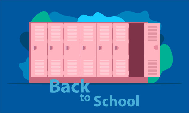 回到学校。英雄高大长储物柜。帮助你的人是你孩子的负担。时间到，和朋友一起搞笑快乐。矢量插图eps10图片下载