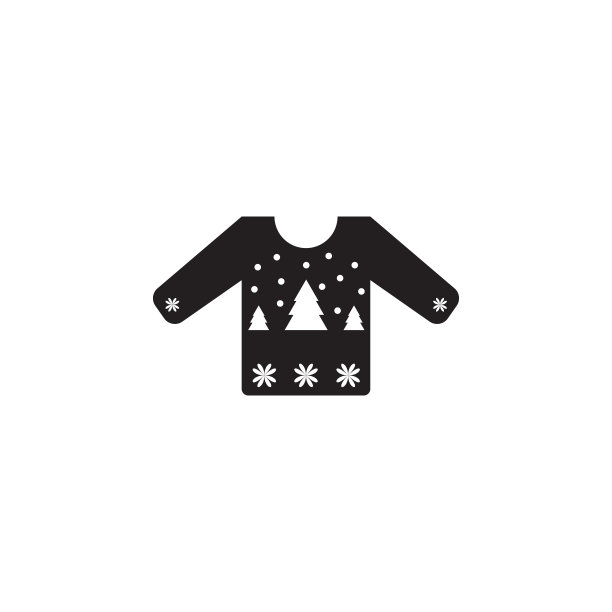 有冷杉树图案的毛衣或套头衫。圣诞节或新年元素。优质的平面设计。标志，轮廓符号集合，简单的网站图标，网页设计图片下载