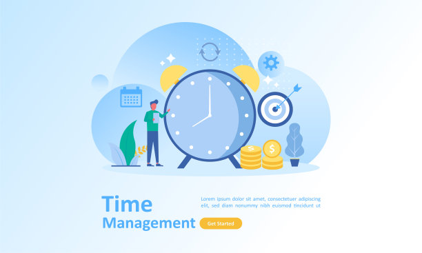 时间管理概念规划，工作时间安排，适合网页登陆页，ui，手机app，横幅模板。矢量图图片下载