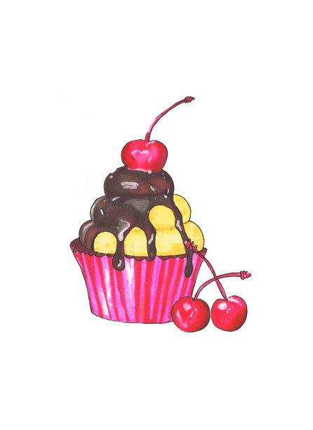 蛋糕手绘插图。生日，婚礼，孤立在白色的背景。图片下载