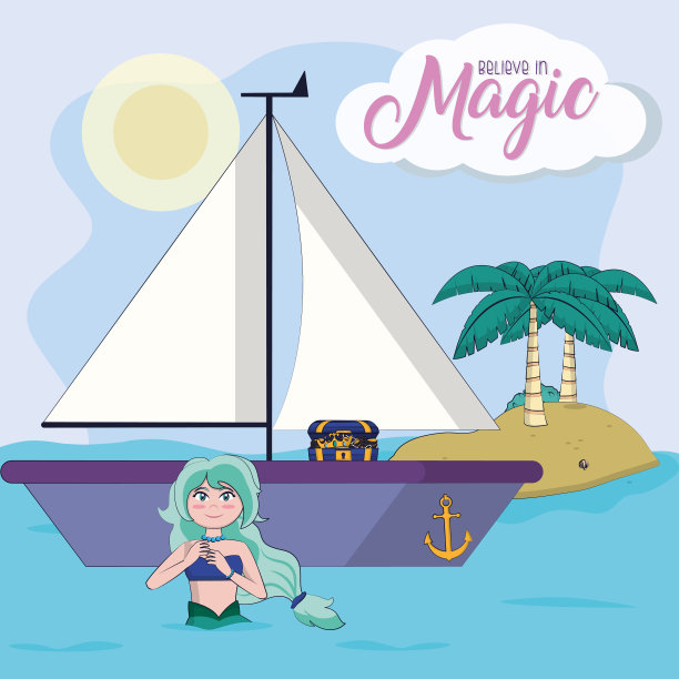 美丽而神奇的美人鱼卡通图片下载