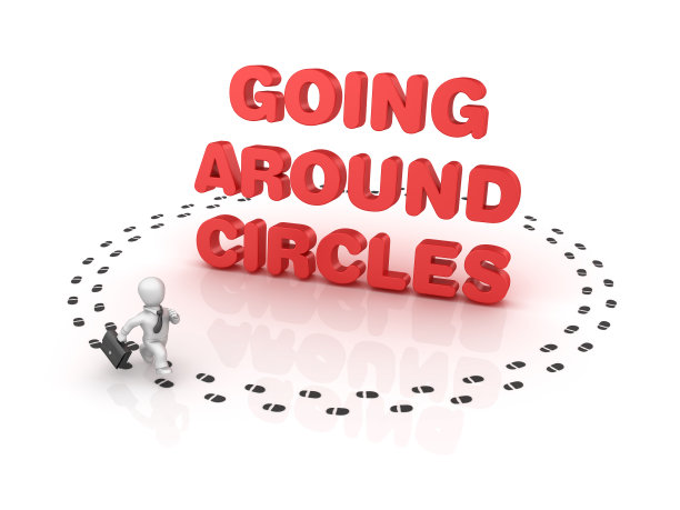 商业人士跑在周围的绕圈短语- 3D渲染图片下载