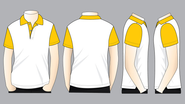 马球衫设计向量(白色/黄色)图片下载