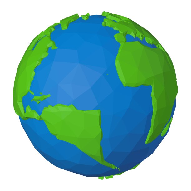 非洲和美国在低多边形3d地球与蓝色海洋和绿色大陆图片下载