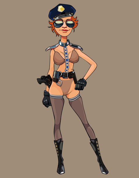 卡通红发女人在色情警察装图片下载