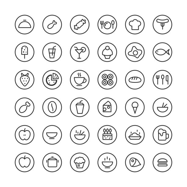 食物和饮料图标设置图片下载