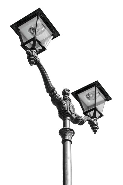 街灯，黑色孤立在白色背景上。图片下载