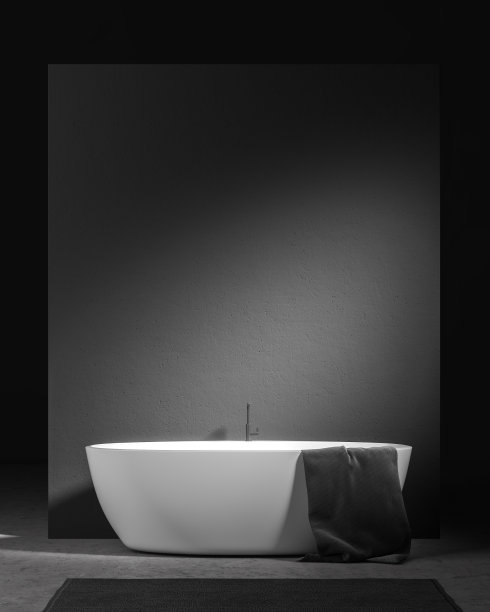 灰色浴室内饰有浴缸图片下载