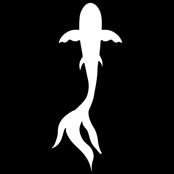 抽象手绘鲤鱼剪影孤立在黑色背景。手绘锦鲤。日本鲤鱼。俯视图图片下载