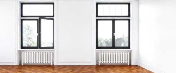 翻新的旧建筑公寓与窗户(全景)- 3d可视化图片下载