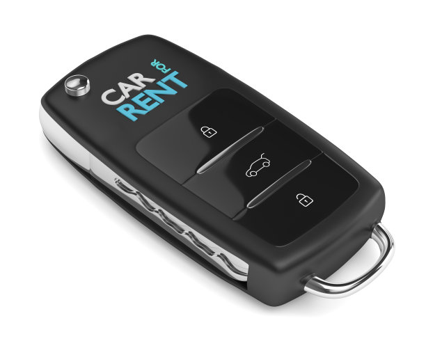 3d渲染的汽车租赁钥匙在白色图片下载
