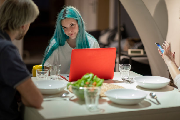 晚餐前工作的室友图片下载