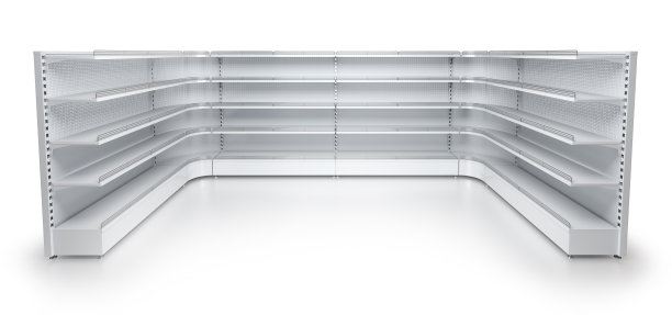 3d空超市货架孤立在白色背景图片下载