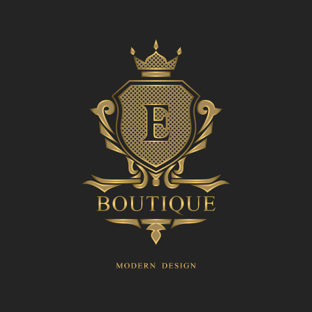 字母图案设计元素，优美的模板。书法优雅的线条艺术标志设计。皇家会徽E标志，名片，精品，酒店，餐厅，葡萄酒。框架。矢量图图片下载