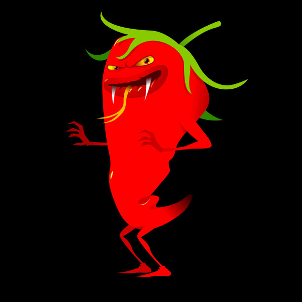 可爱的红辣椒辣椒角色。卡通风格图片下载