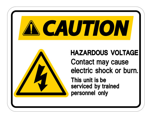 危险电压接触可能导致触电或灼伤标志在白色背景图片下载