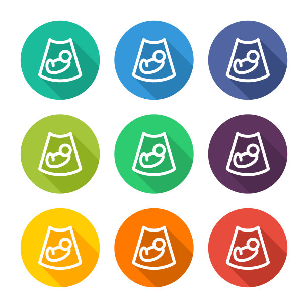 医用超声检查的插图图标，有几种颜色可供选择。图片下载