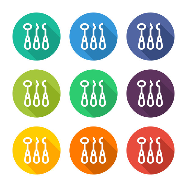 插图图标的牙科器械与几种颜色的选择图片下载