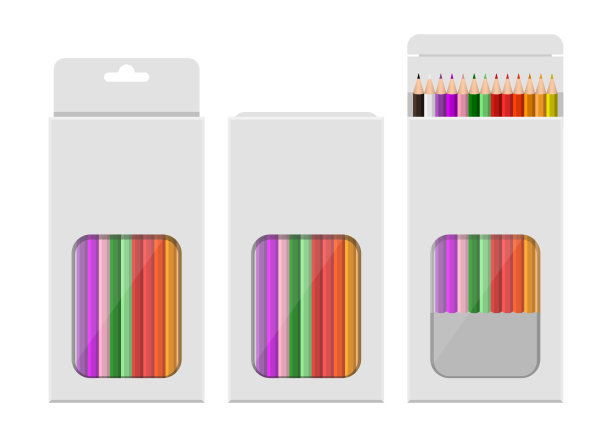 彩色铅笔矢量设计i插图孤立的白色背景图片下载
