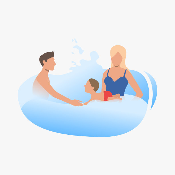 父母带着小孩在水里游泳图片下载