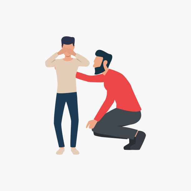 男人安抚哭泣的儿子向量插图图片下载