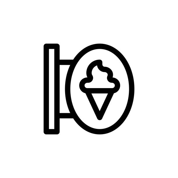 冰淇淋店招牌矢量线性图标图片下载