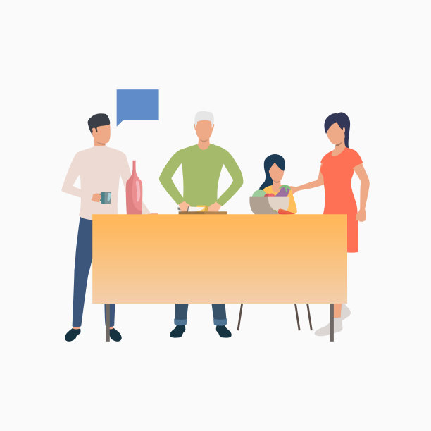 家庭烹饪卡通插图图片下载