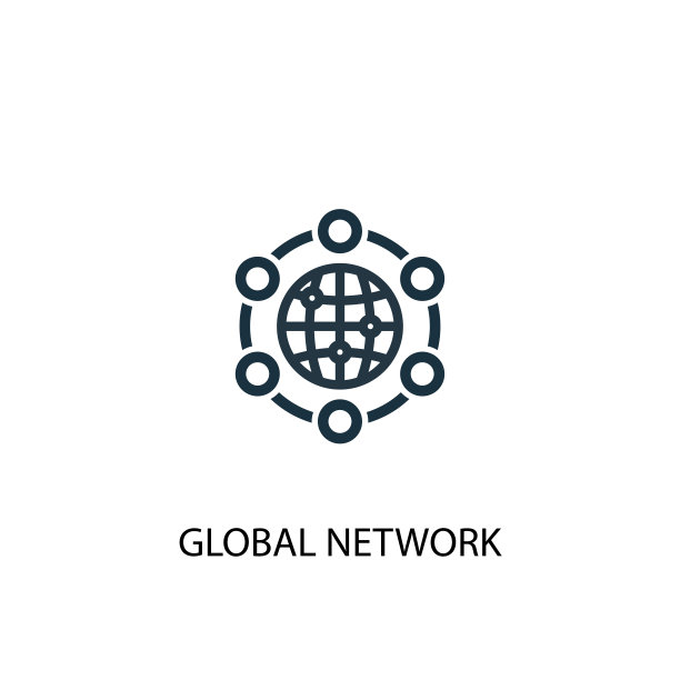 全球网络图标：简单的元素图例，全球网络概念符号设计，可用于网页和移动端图片下载
