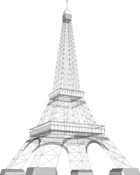 埃菲尔铁塔矢量孤立的白色背景。图片下载