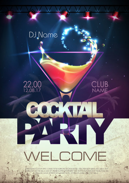 迪斯科背景。鸡尾酒会的海报图片下载