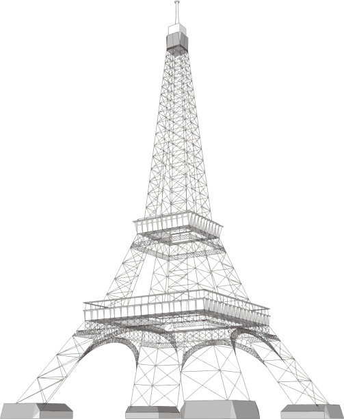 埃菲尔铁塔矢量孤立的白色背景。图片下载