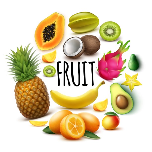 现实新鲜的异国水果圆概念图片下载