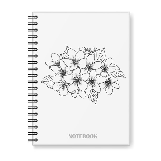 笔记本封面设计，黑白相间，手绘苹果花图片下载